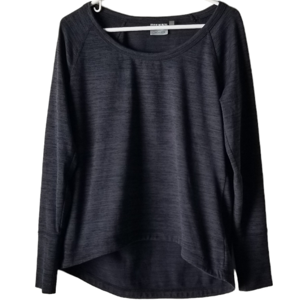 Athleta No Sweatin' It Sharkbite Long Sleeve Top Dark Gray Size M